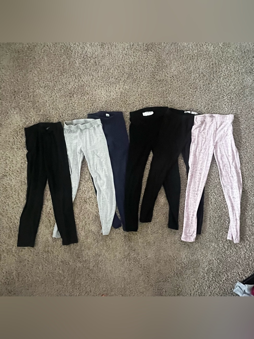 Cat & Jack Girls' Leggings Bundle - Black, Gray, Navy & Light Pink